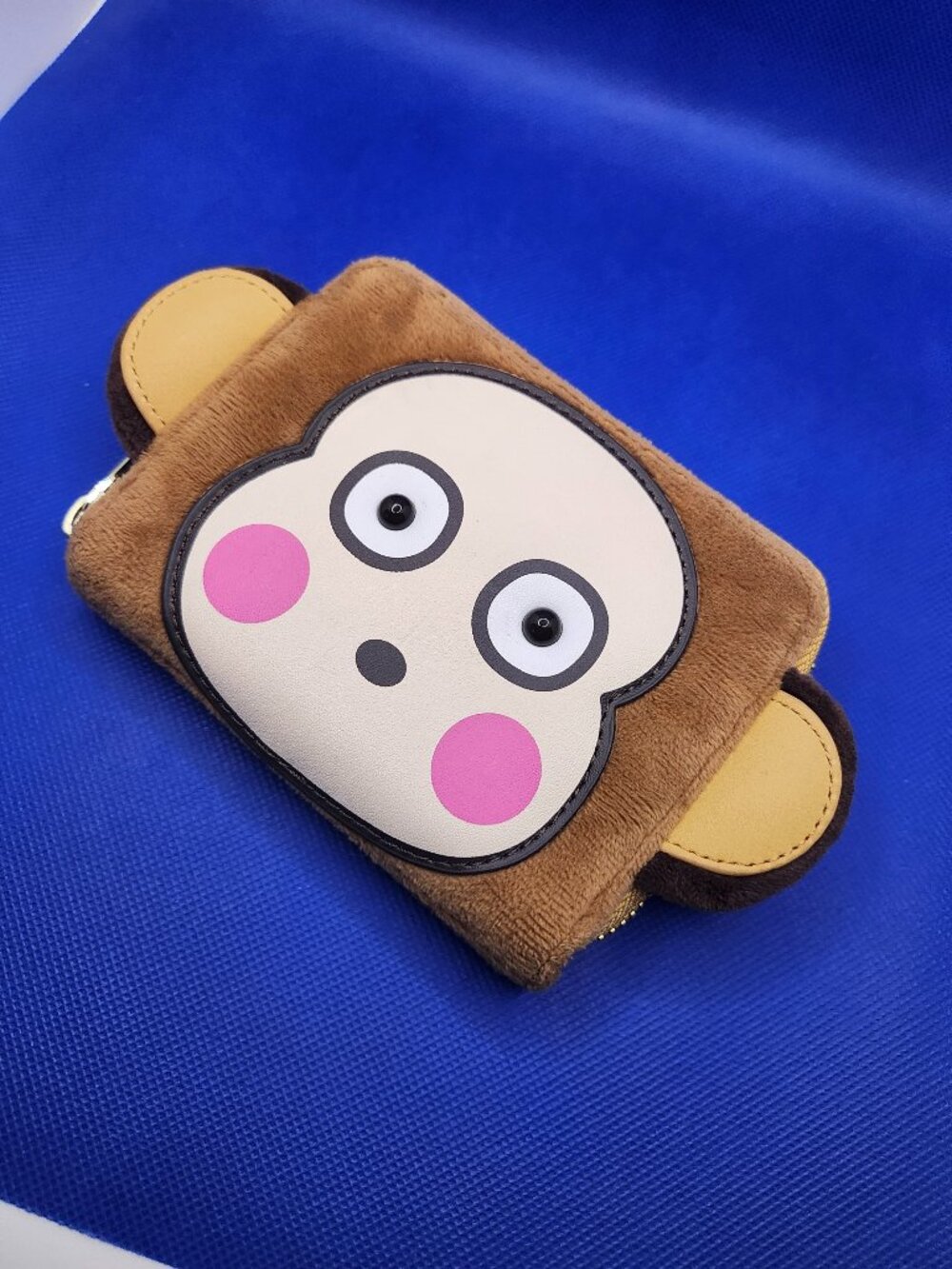 LOUNGEFLY MONKICHI COSPLAY ZIP AROUND WALLET 4" FAUX FUR